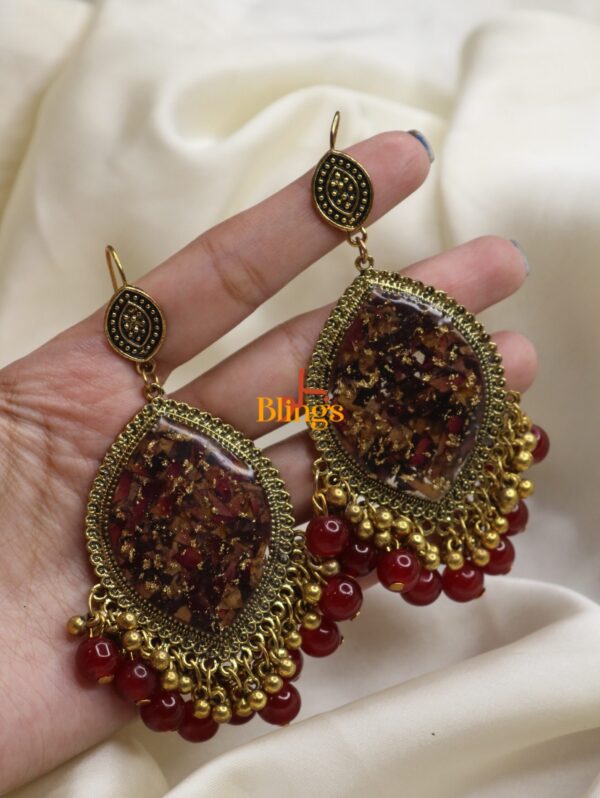 Real Roses Preserved Resin Jhumkay